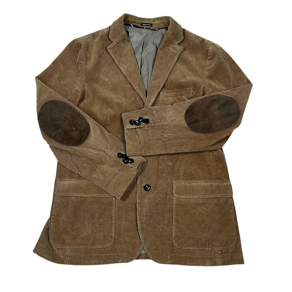 Vtg J Crew Corduroy Blazer Mens L Brown Elbow Patches Ivy Style Preppy Academia - Picture 5 of 9